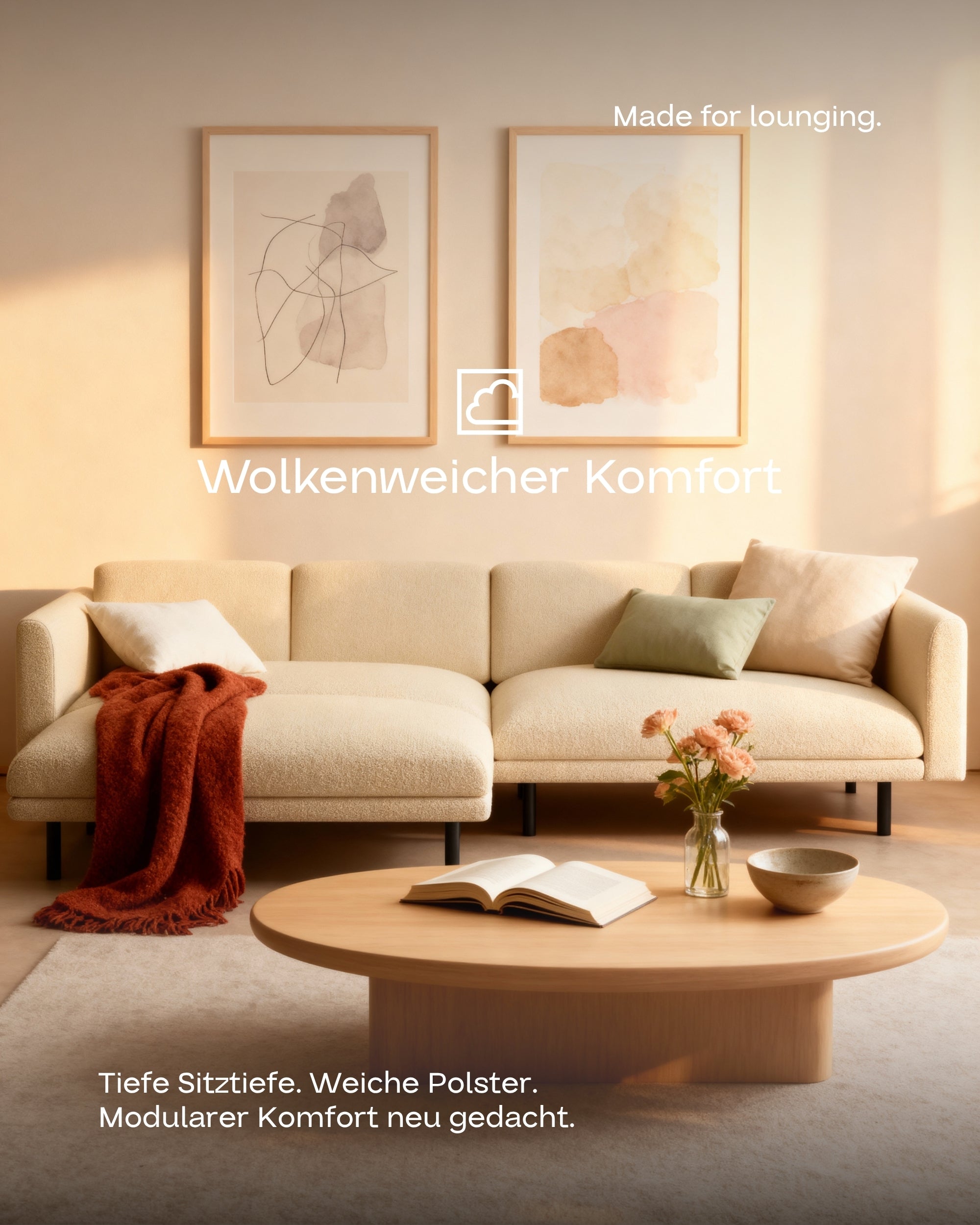 Fabric cover - Modular sofa Aera 3-seater with ottoman and sleeping function