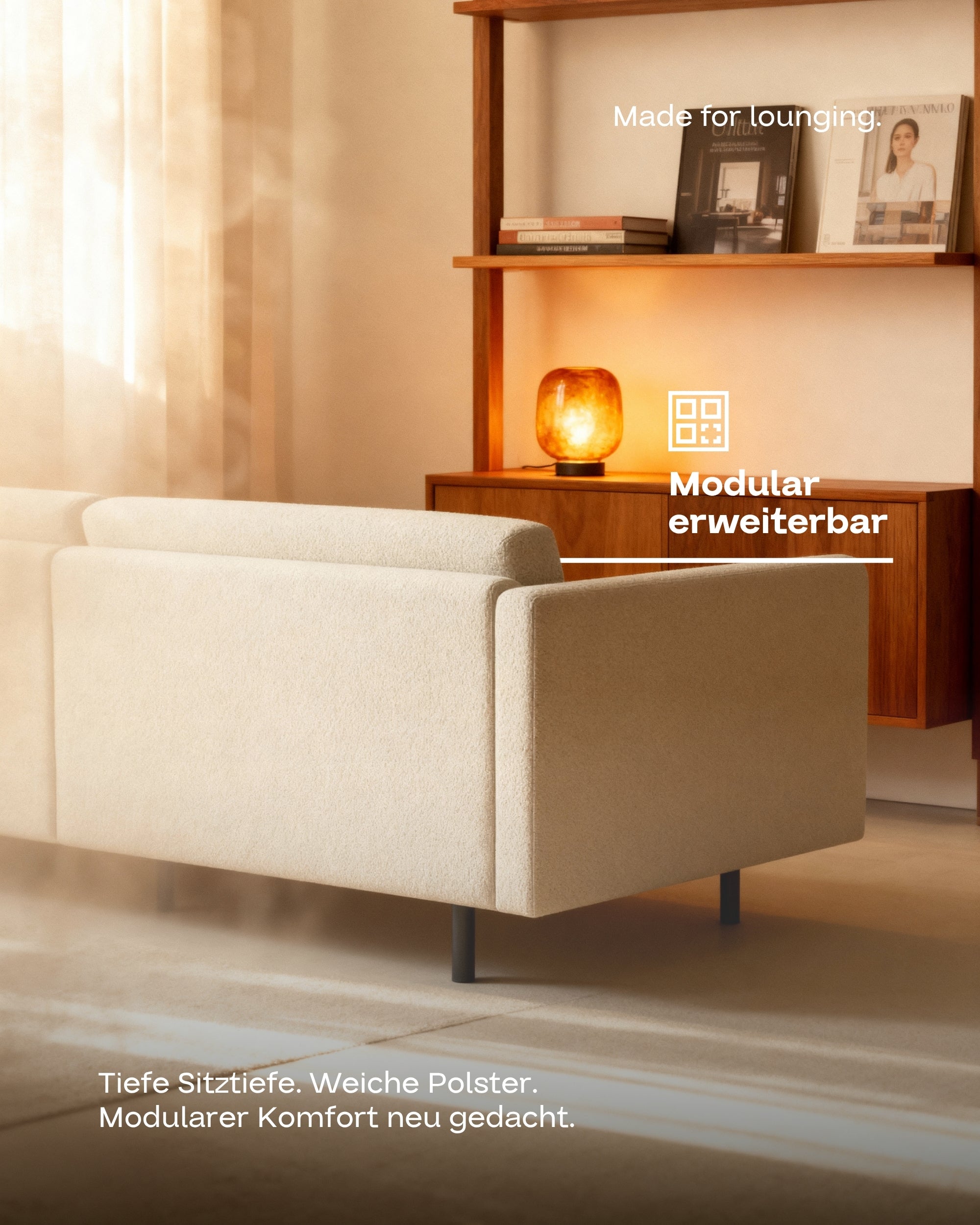 Stoffbezug - Modulares Sofa Aera 2.5-Sitzer mit Schlaffunktion