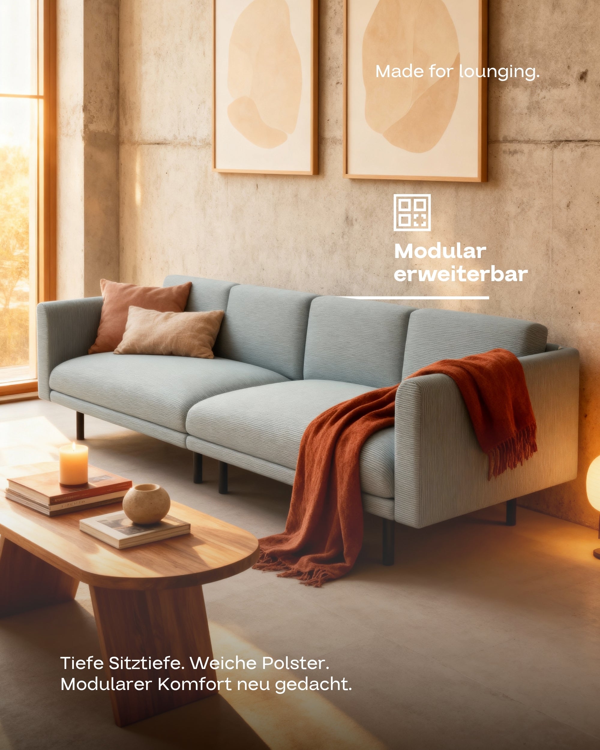 Stoffbezug - Modulares Sofa Aera 3-Sitzer mit Schlaffunktion