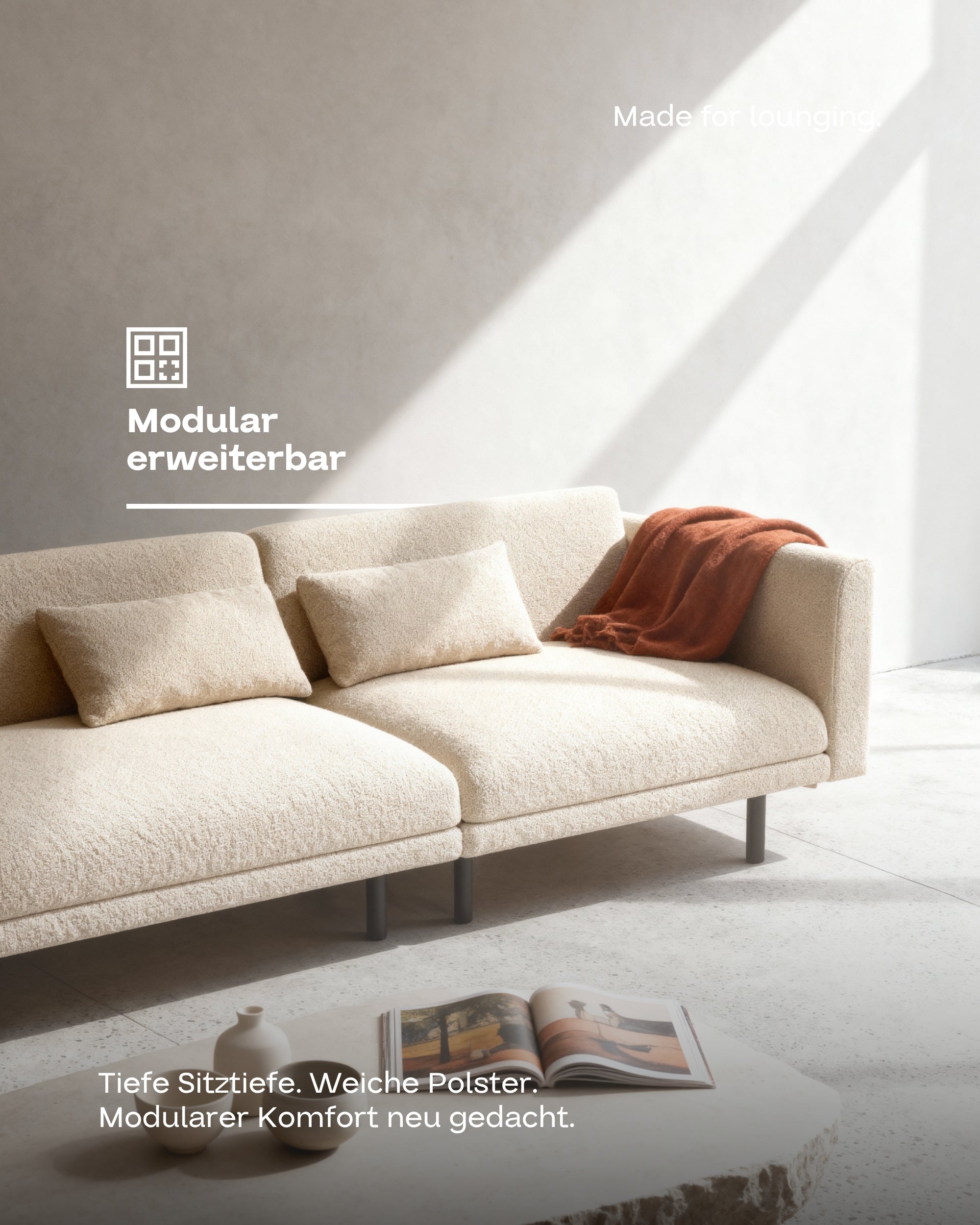Fabric cover - Modular sofa Aera corner sofa with sleeping function