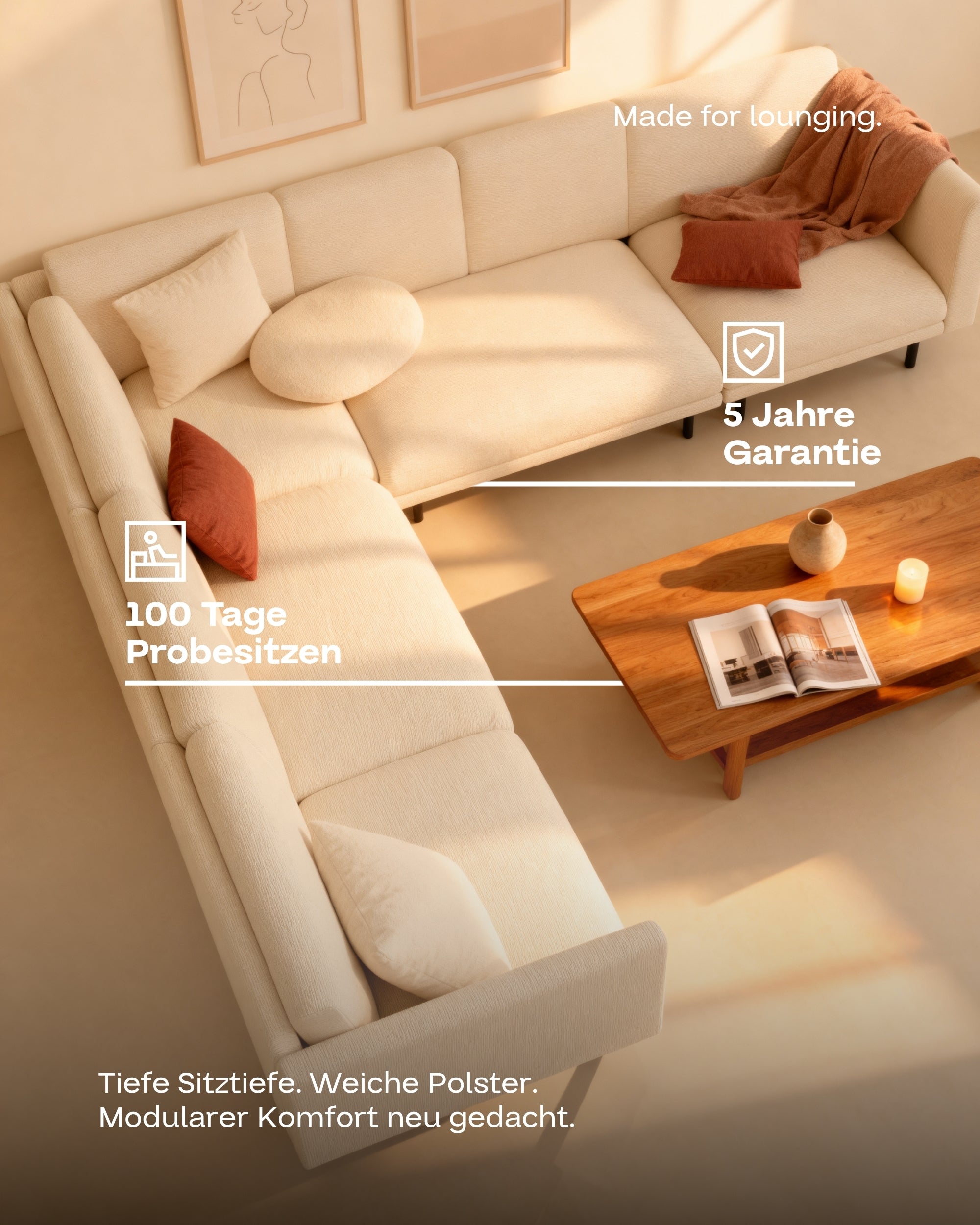 Fabric cover - Modular sofa Aera corner sofa XL with sleeping function