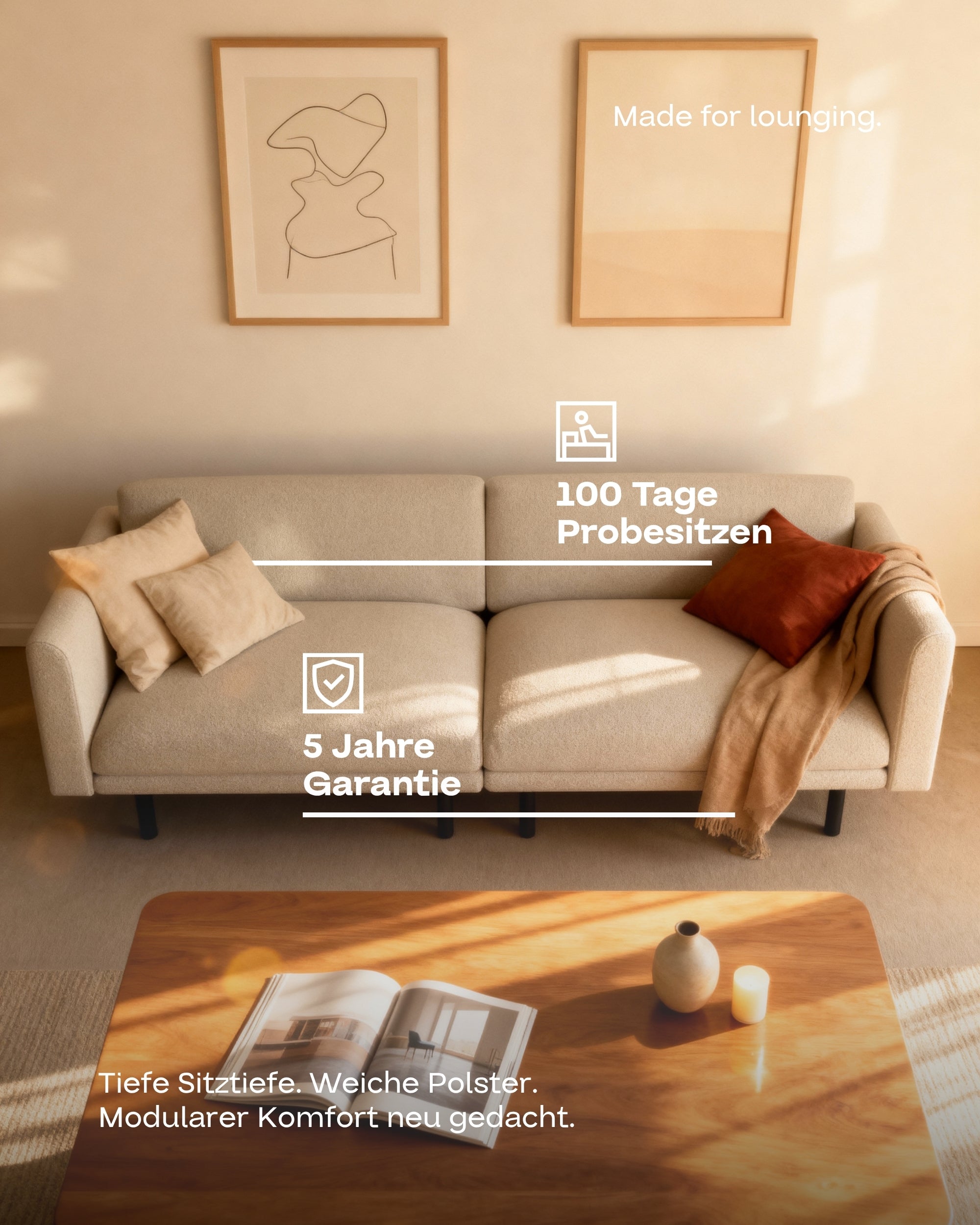 Stoffbezug - Modulares Sofa Aera 2.5-Sitzer mit Schlaffunktion