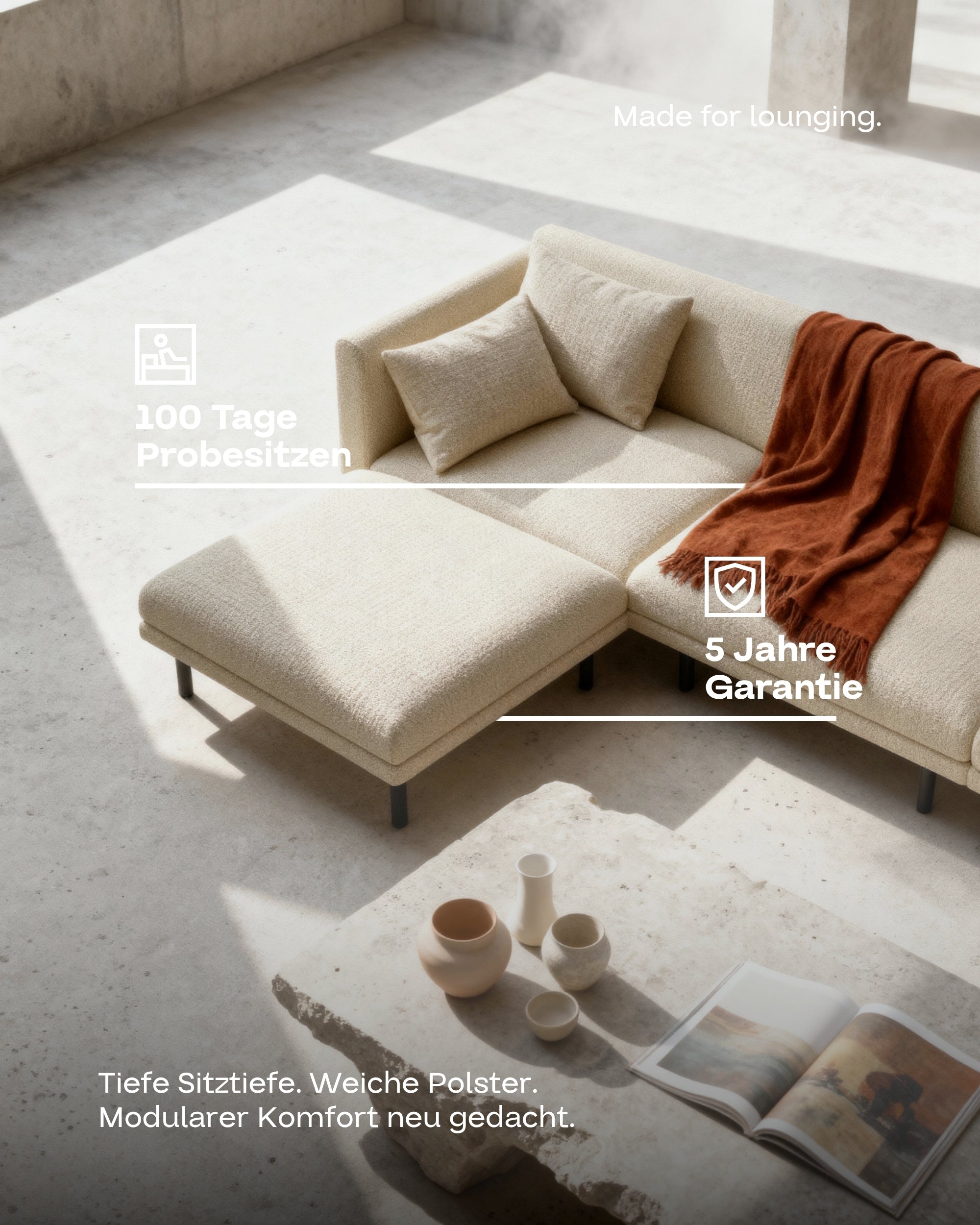 Fabric cover - Modular sofa Aera corner sofa with sleeping function