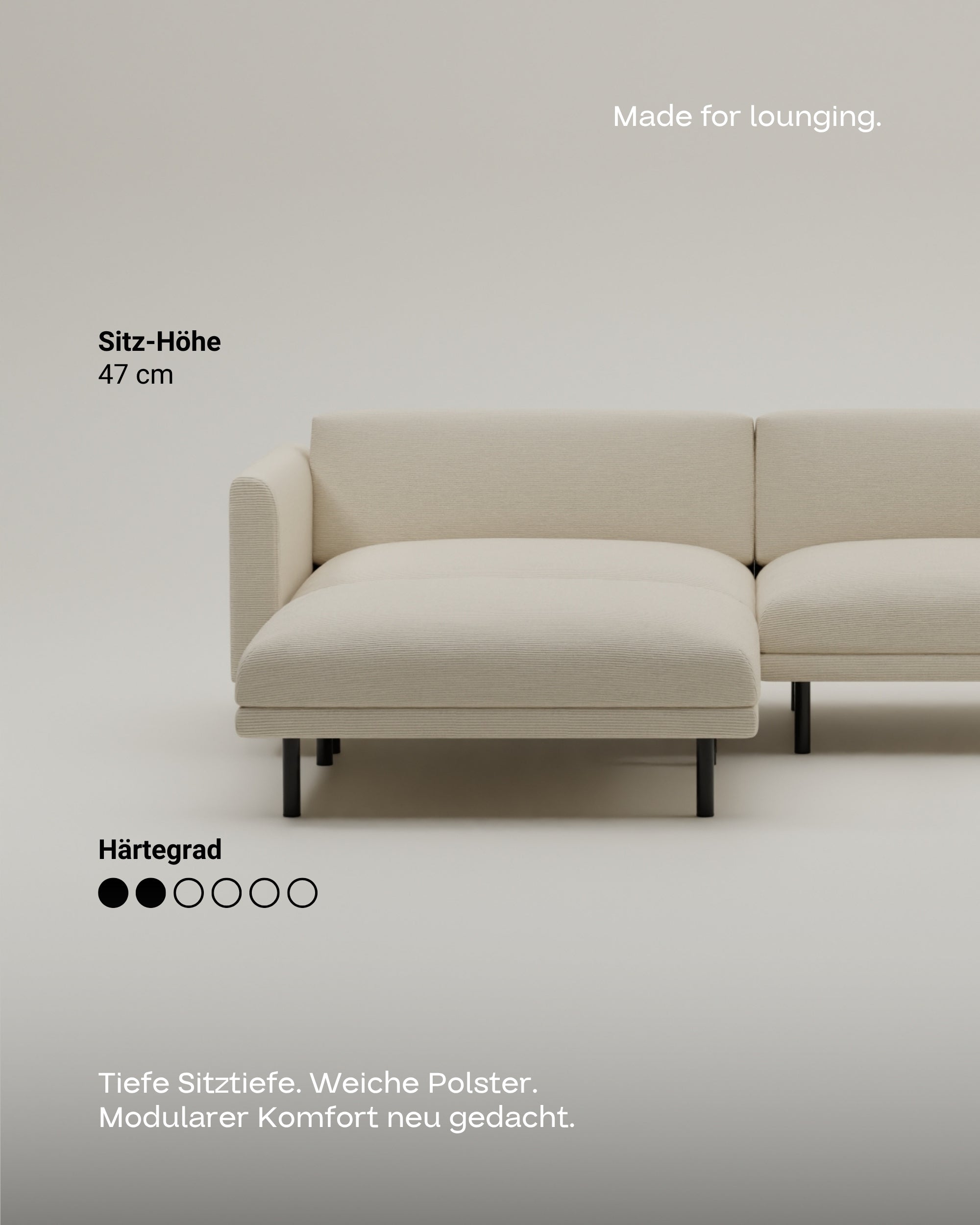 Stoffbezug - Modulares Sofa Aera 2.5-Sitzer mit Hocker und mit Schlaffunktion