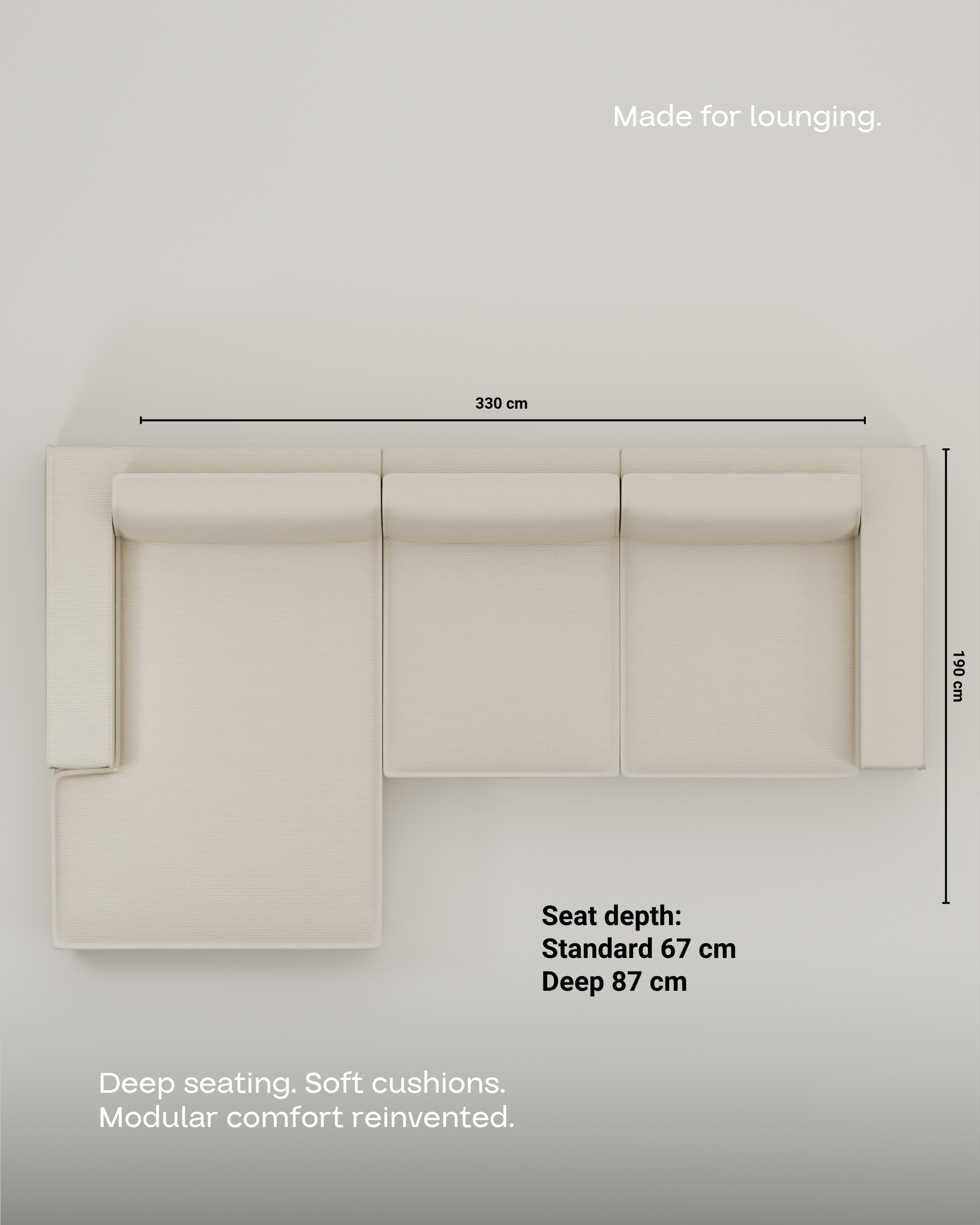 Terra L 4-seater modular sofa with sleep function