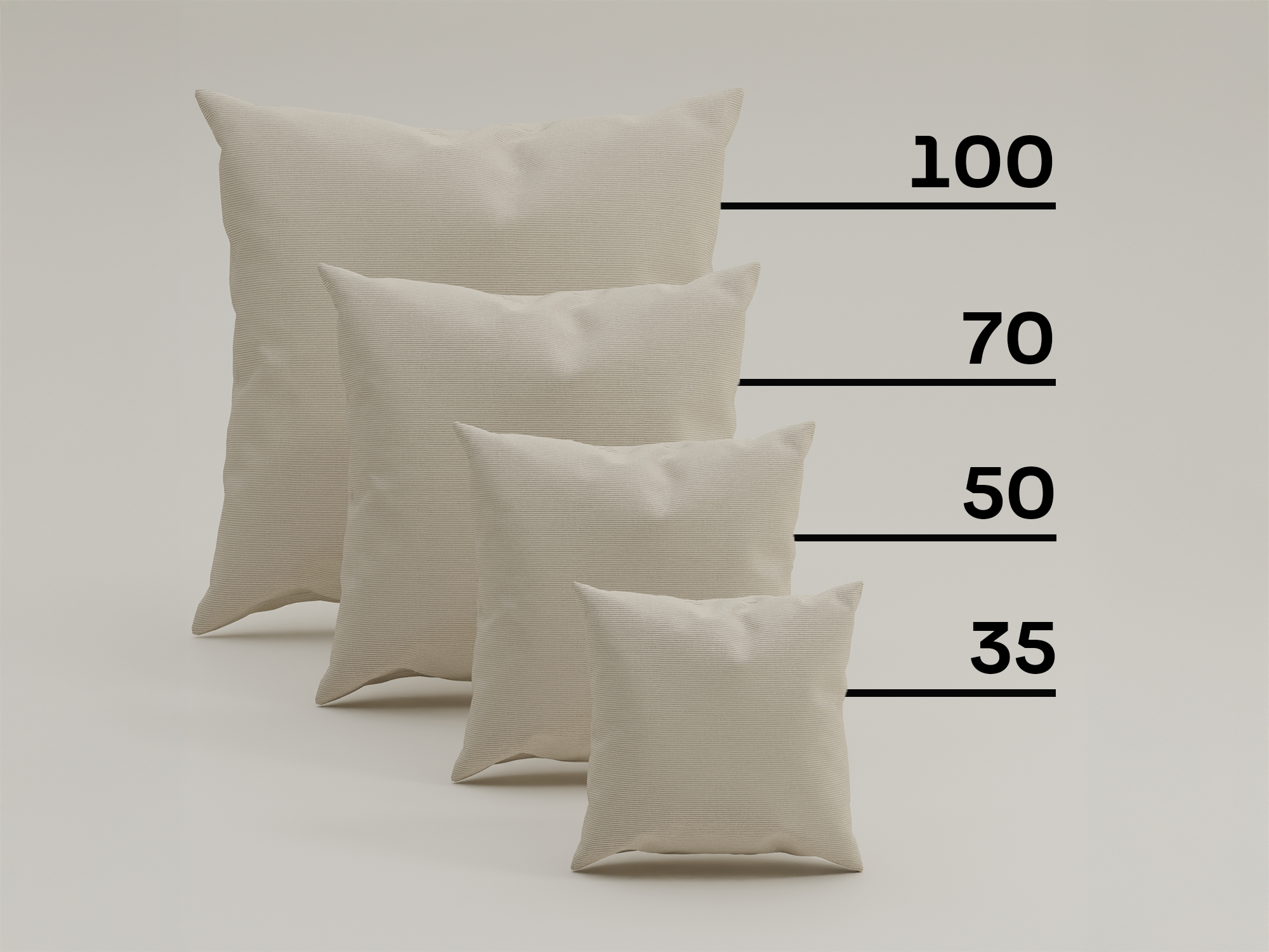 Corduroy fabric-covered decorative cushion