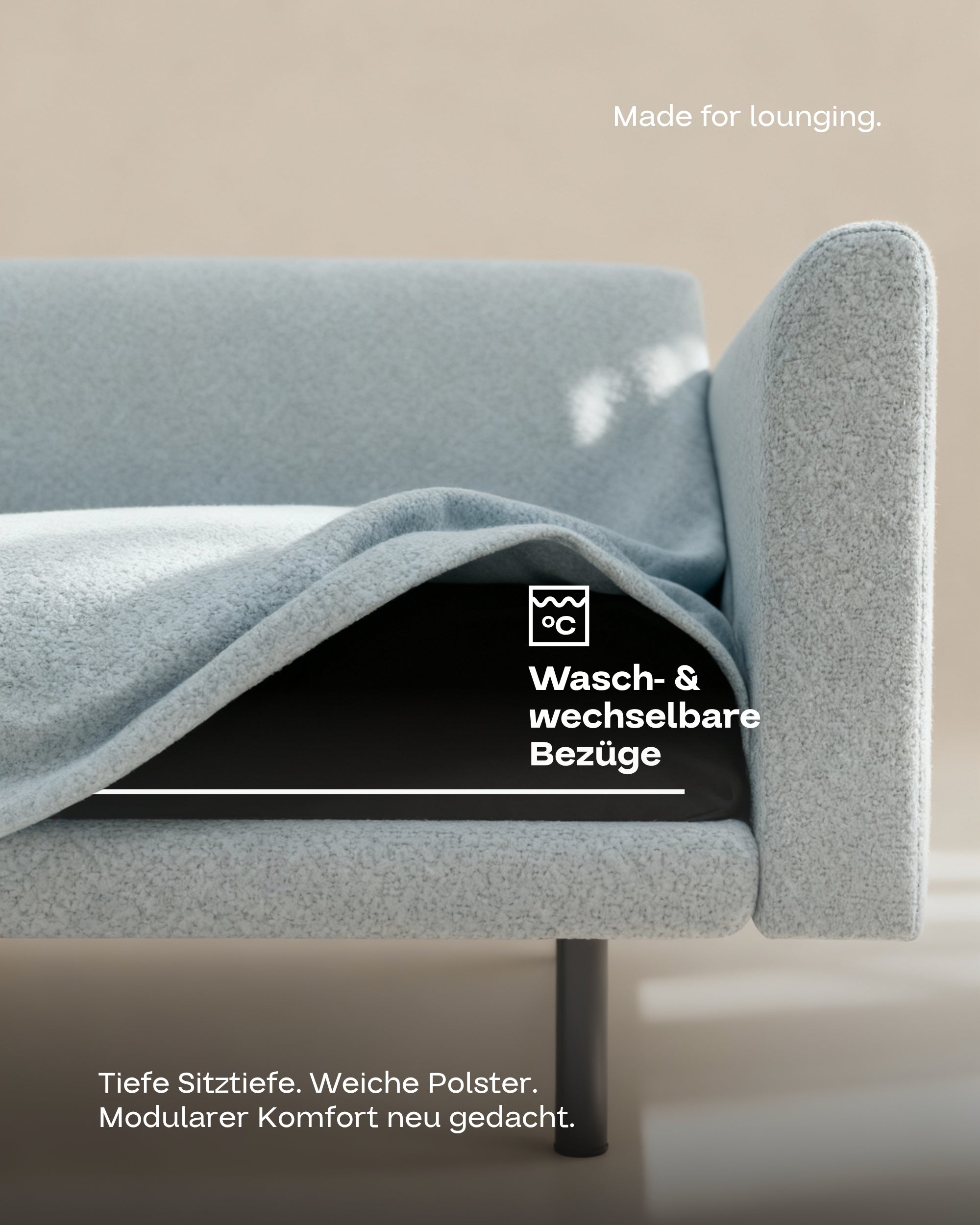 Fabric cover - Modular sofa Aera corner sofa with sleeping function