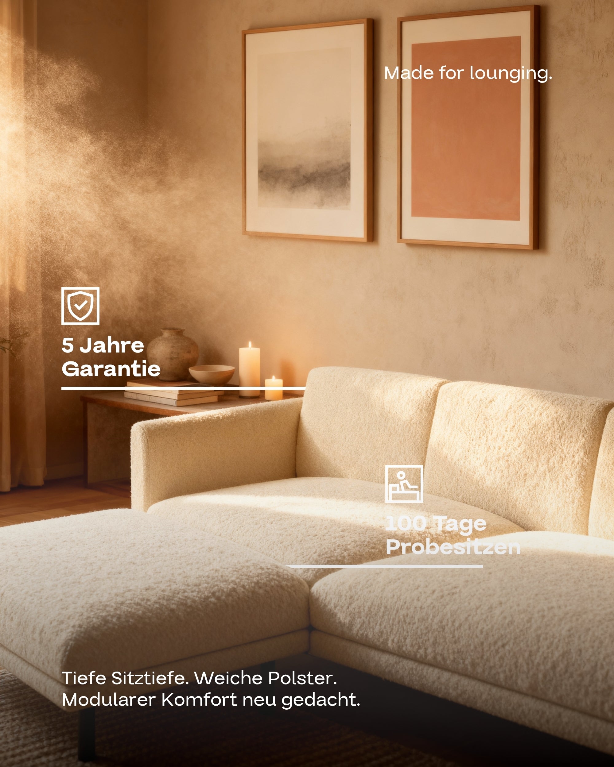 Fabric cover - Modular sofa Aera 3-seater with ottoman and sleeping function