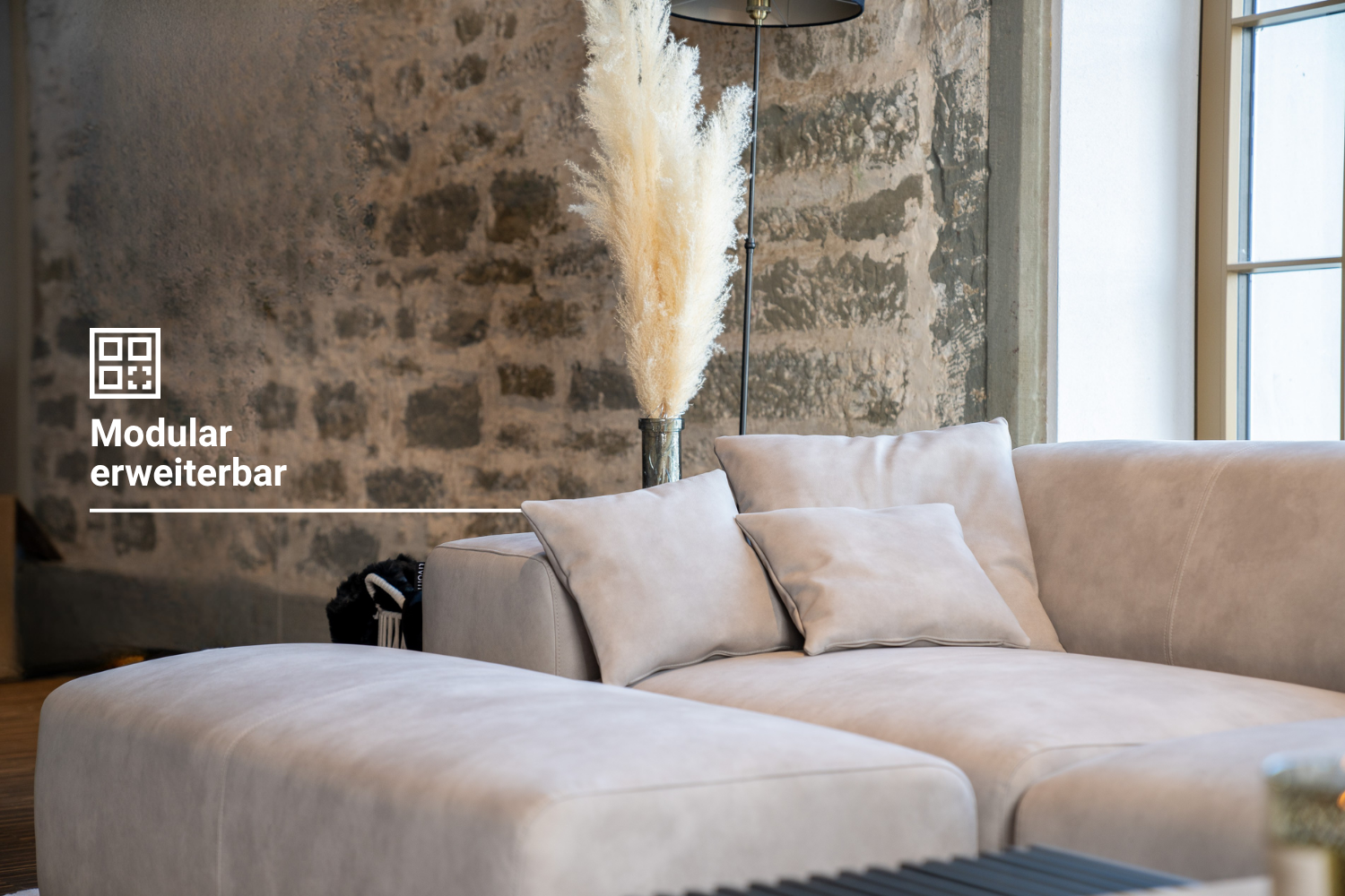 Stoffbezug - Modulares Sofa Nina U-Form / Wohnlandschaft mit Schlaffunktion