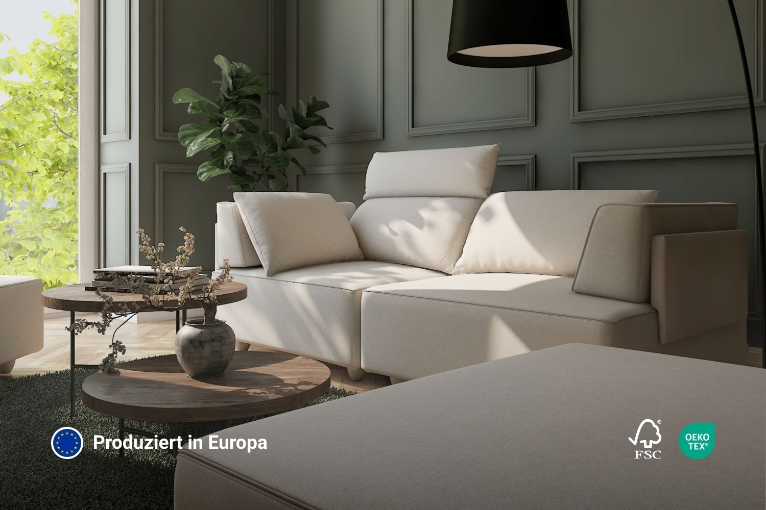 Outlet - Modular sofa Louis with stool and sleeping function