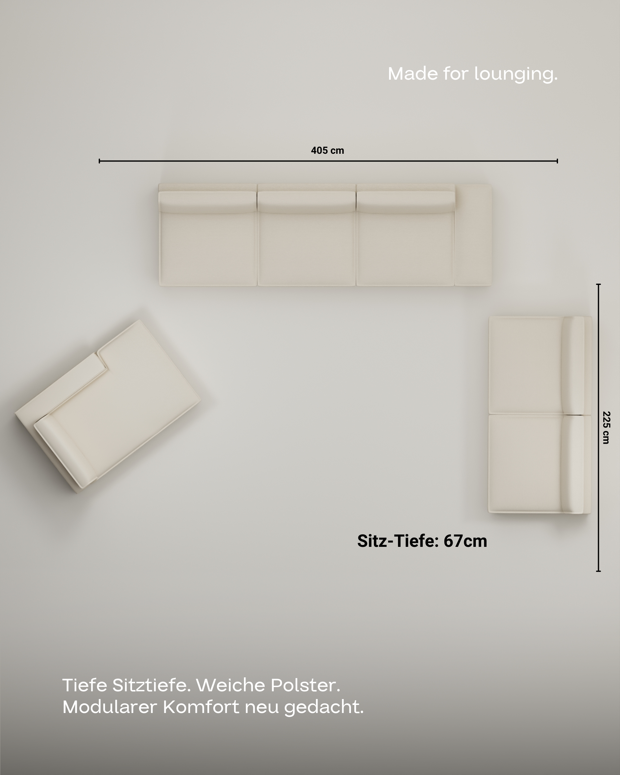 Modular sofa Terra U-shape / living area with sleeping function