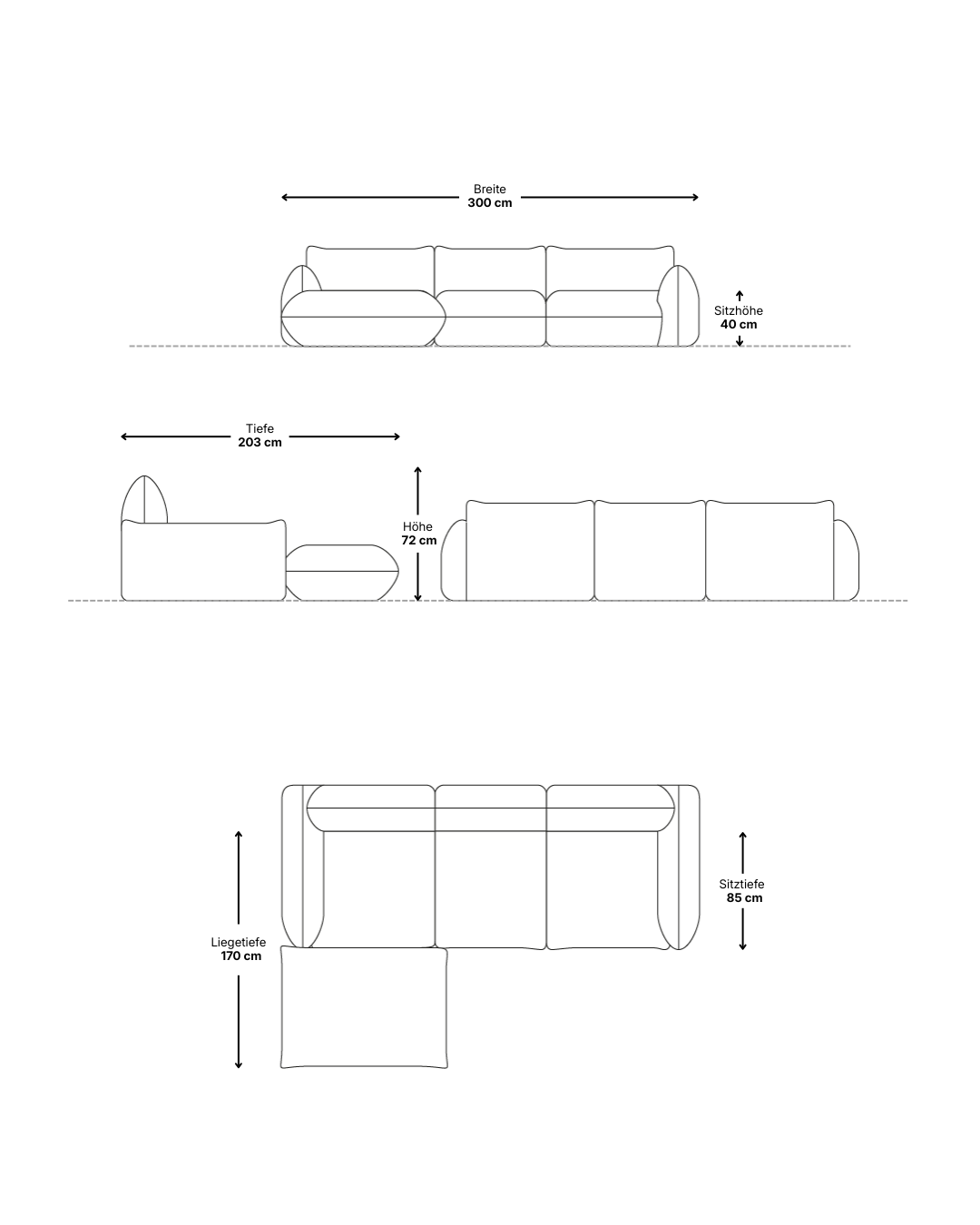 Stoffbezug - Modulares Sofa Luma L 4-Sitzer mit Schlaffunktion